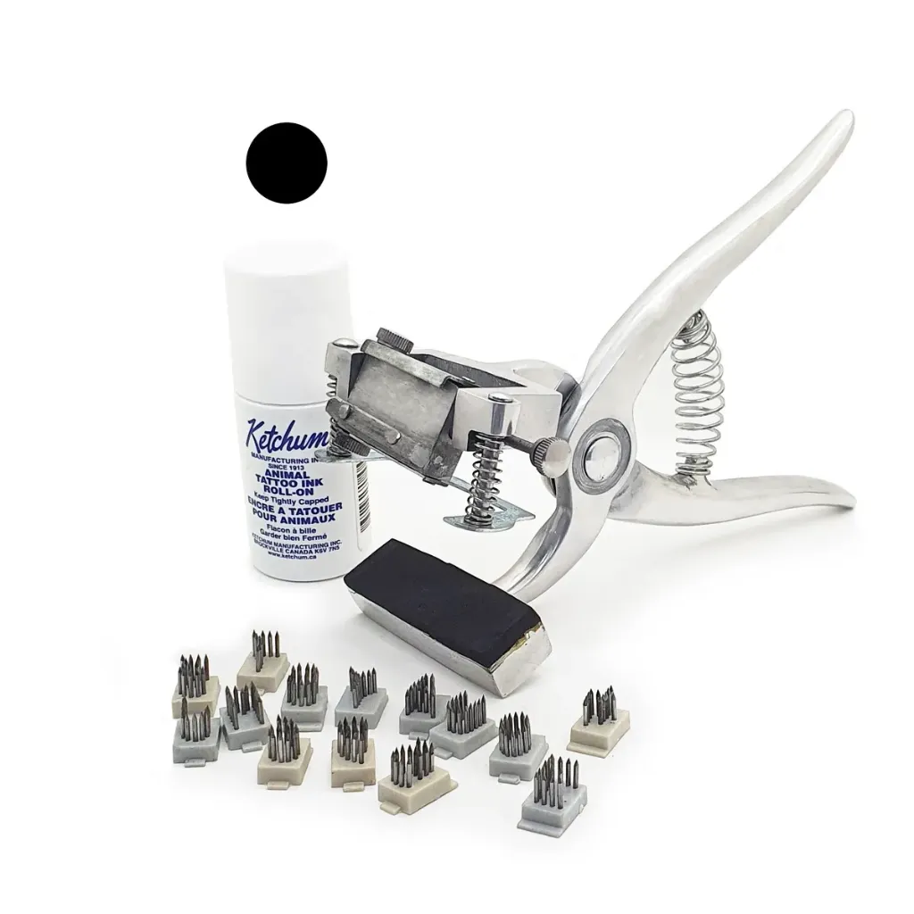 KIT TATUADORA BOVINO GIRATORIA 3/8 4 DIGITOS TINTA NEGRA