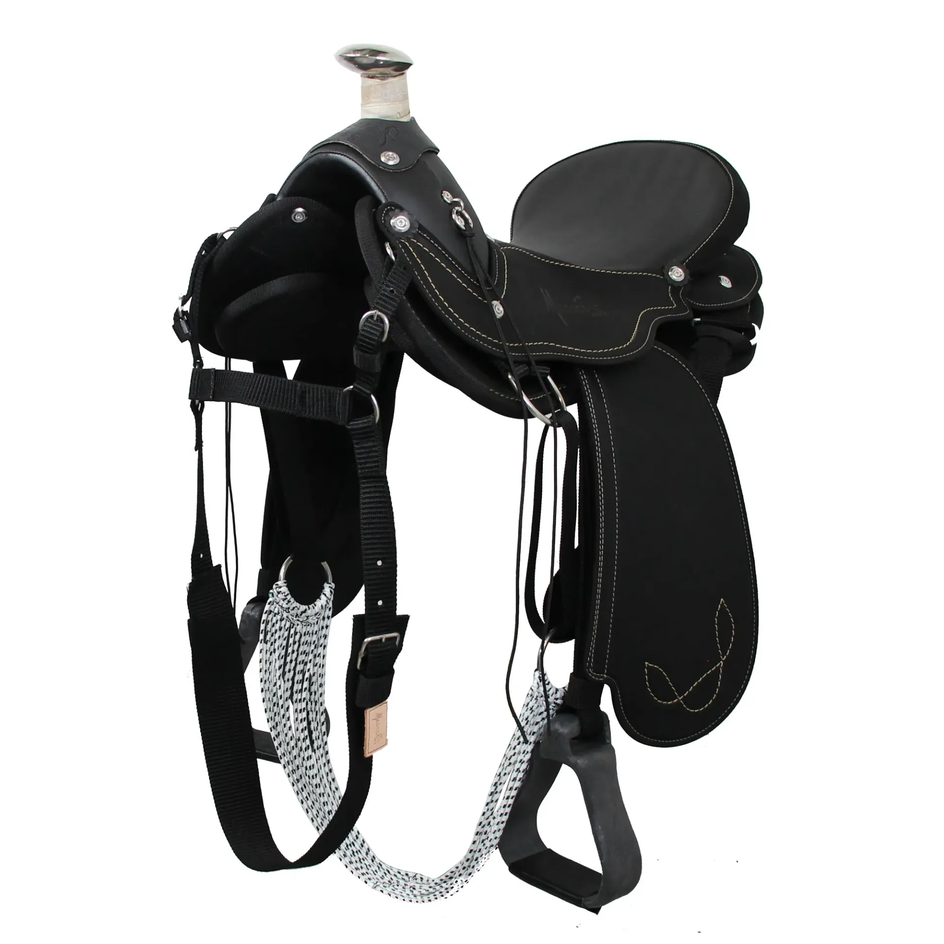 [MES-96-2] SILLA SABANERA IMPERMEABLE VAQUERIA MESACE  (Negro, Abierto)
